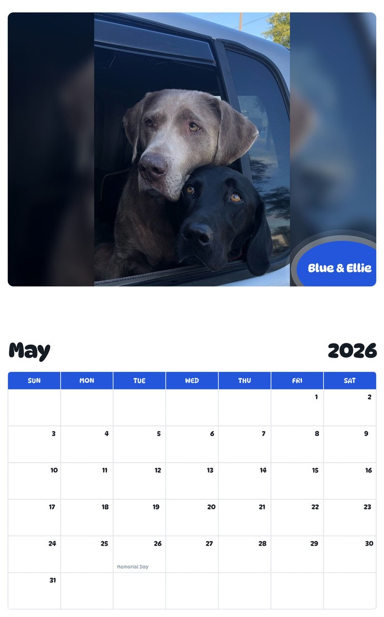 2026 - 2027 Blue & Ellie - Pawidols Pet Calendar