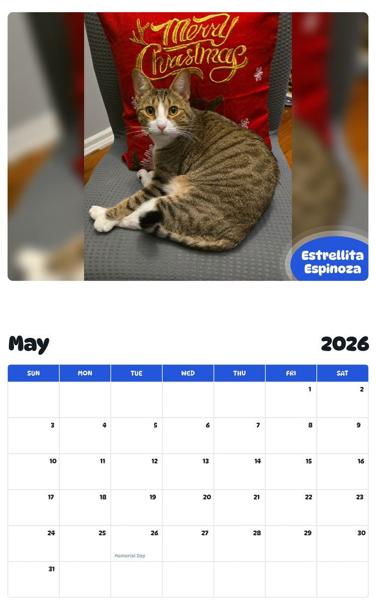2026 - 2027 Estrellita Espinoza - Pawidols Pet Calendar