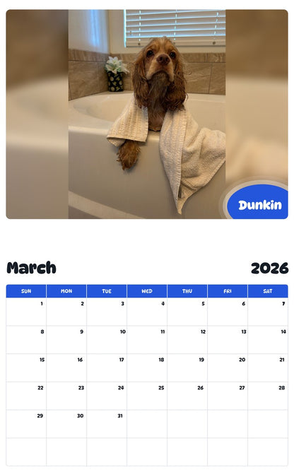 November 2025 - October 2026 Dunkin - Pawidols Pet Calendar