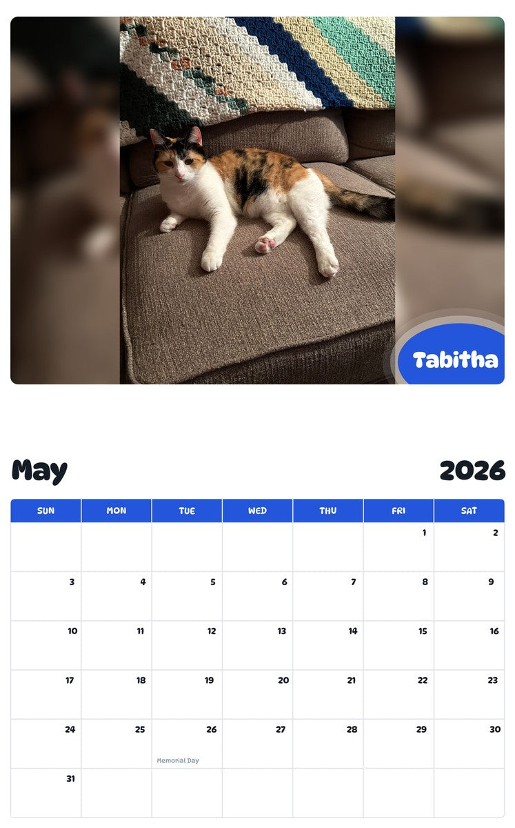 2026 - 2027 Tabitha - Pawidols Pet Calendar