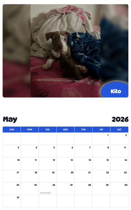 2026 - 2027 Kilo - Pawidols Pet Calendar
