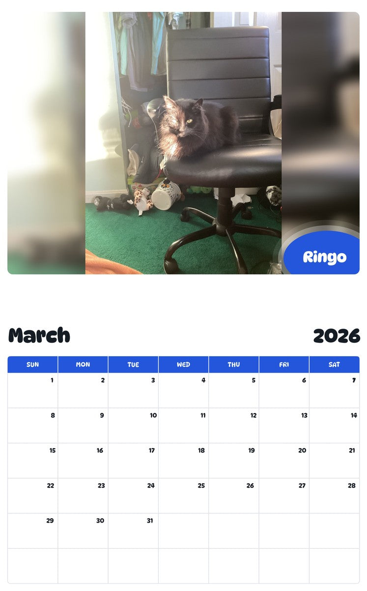 November 2025 - October 2026 Ringo - Pawidols Pet Calendar