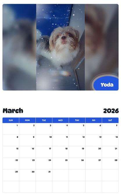 November 2025 - October 2026 Yoda - Pawidols Pet Calendar