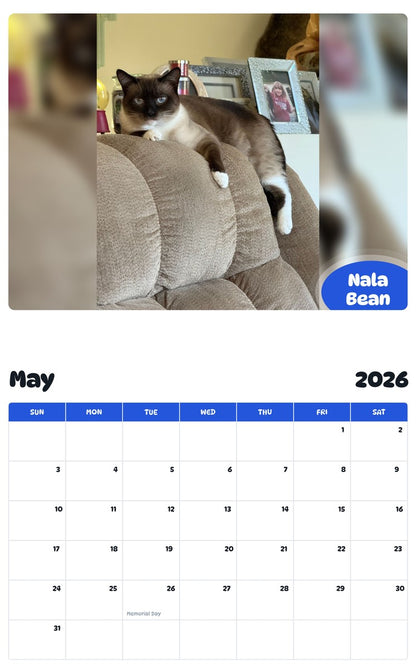 2026 - 2027 Nala Bean - Pawidols Pet Calendar