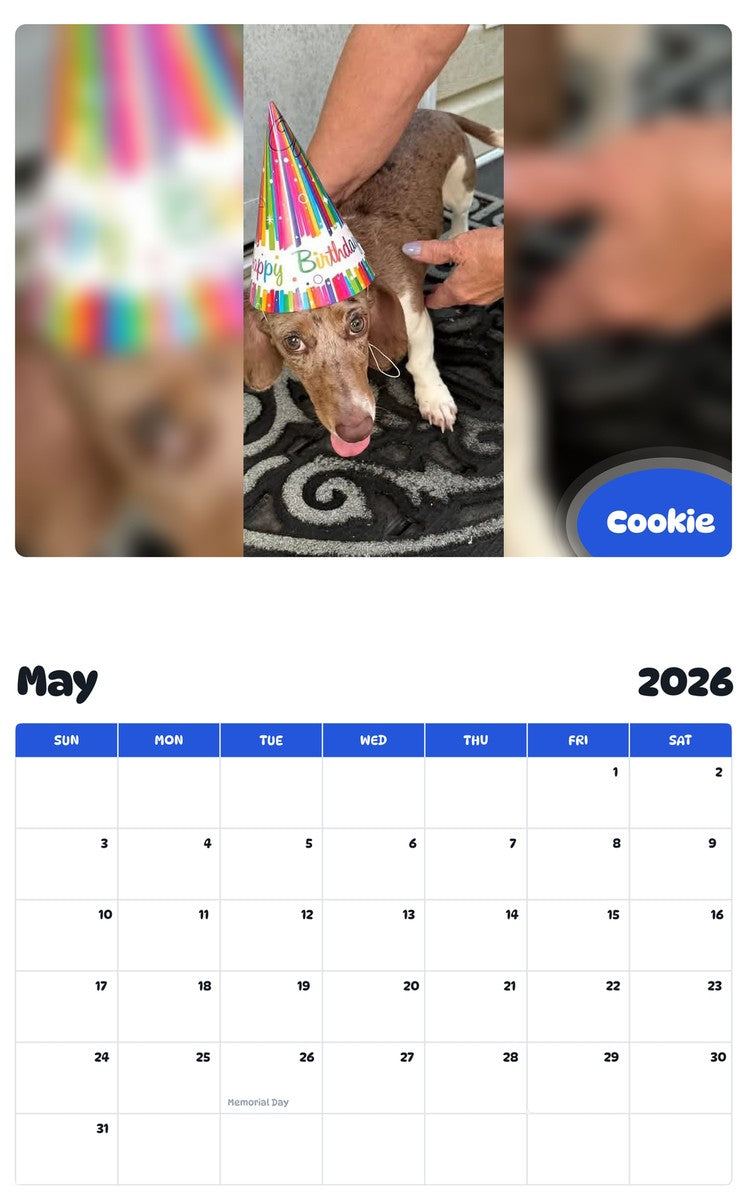 2026 - 2027 Cookie - Pawidols Pet Calendar