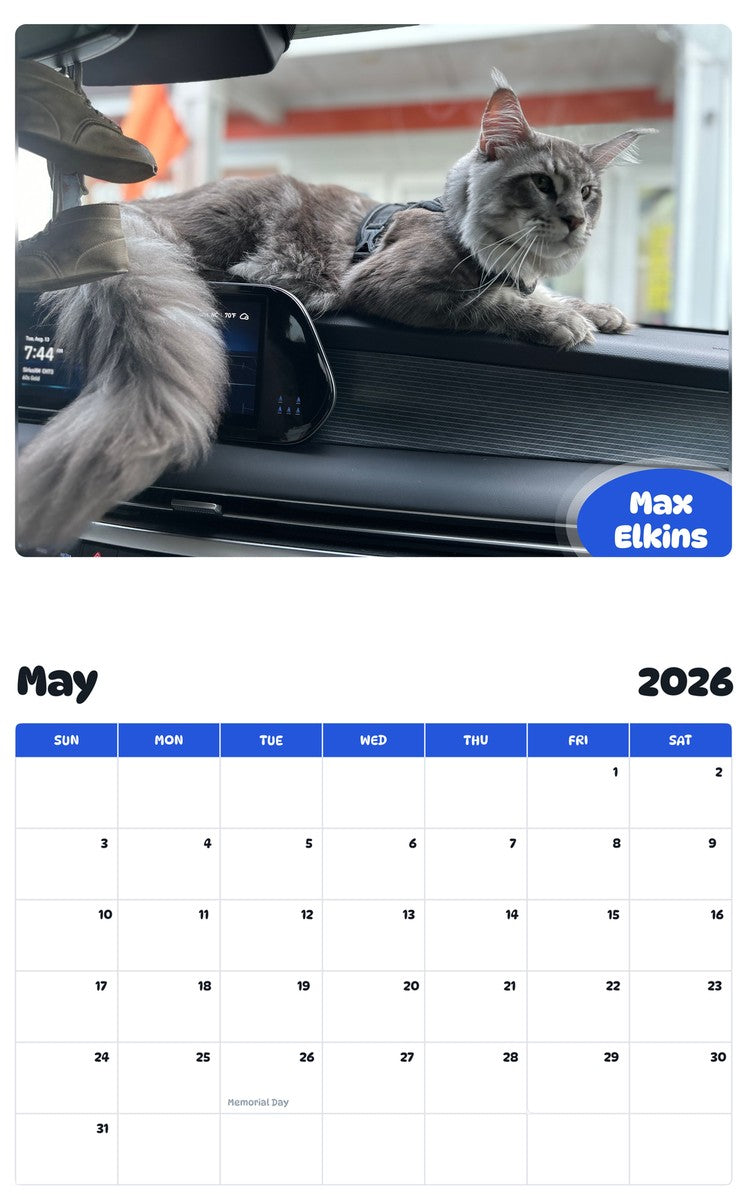 2026 - 2027 Max Elkins - Pawidols Pet Calendar