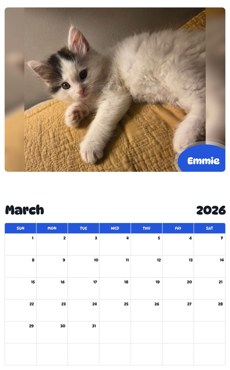 November 2025 - October 2026 Emmie - Pawidols Pet Calendar