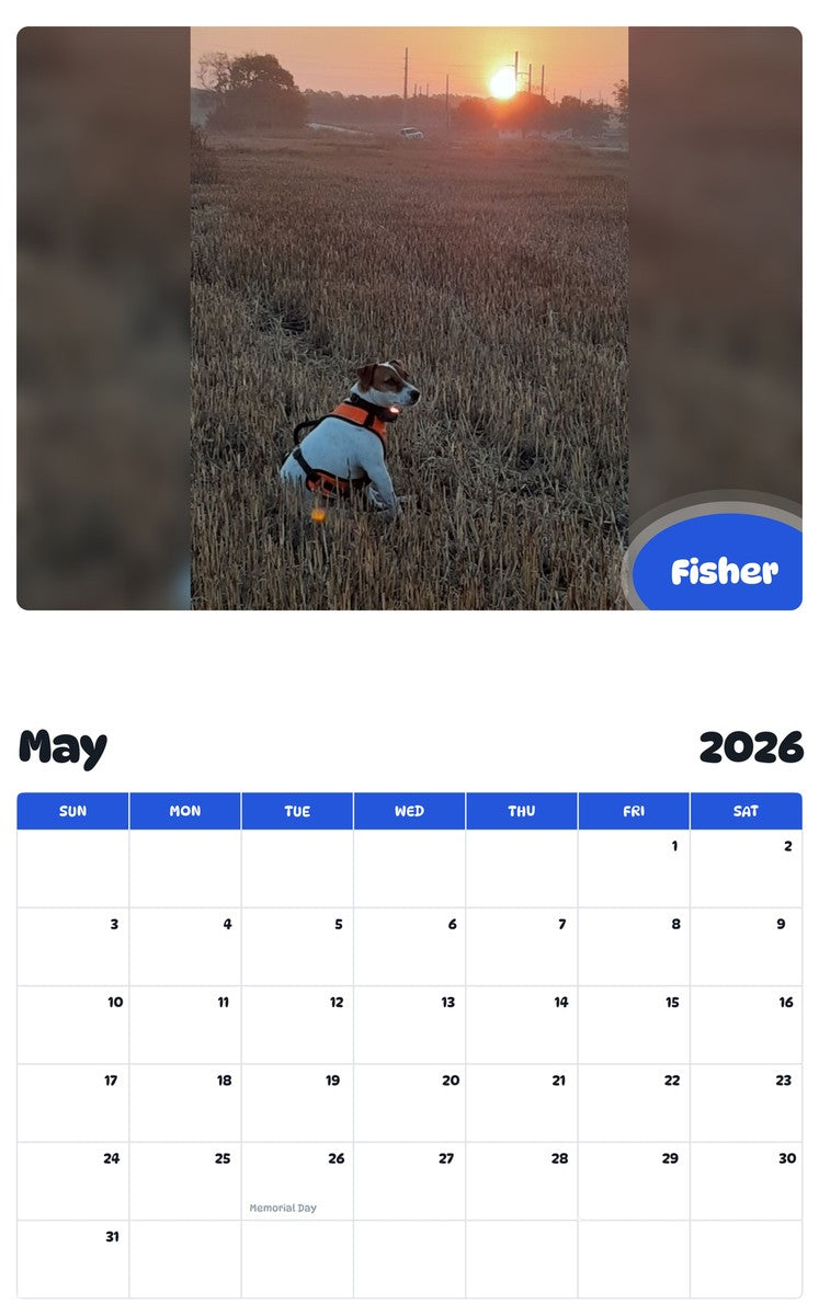 2026 - 2027 Fisher - Pawidols Pet Calendar
