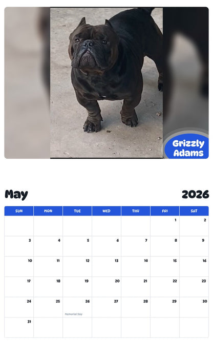 2026 - 2027 Grizzly Adams - Pawidols Pet Calendar
