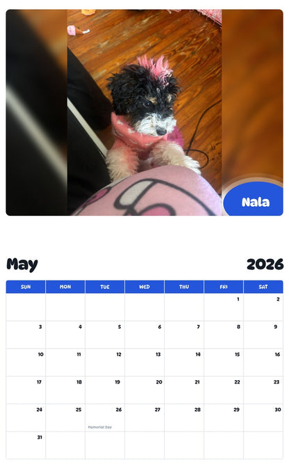 2026 - 2027 Nala - Pawidols Pet Calendar