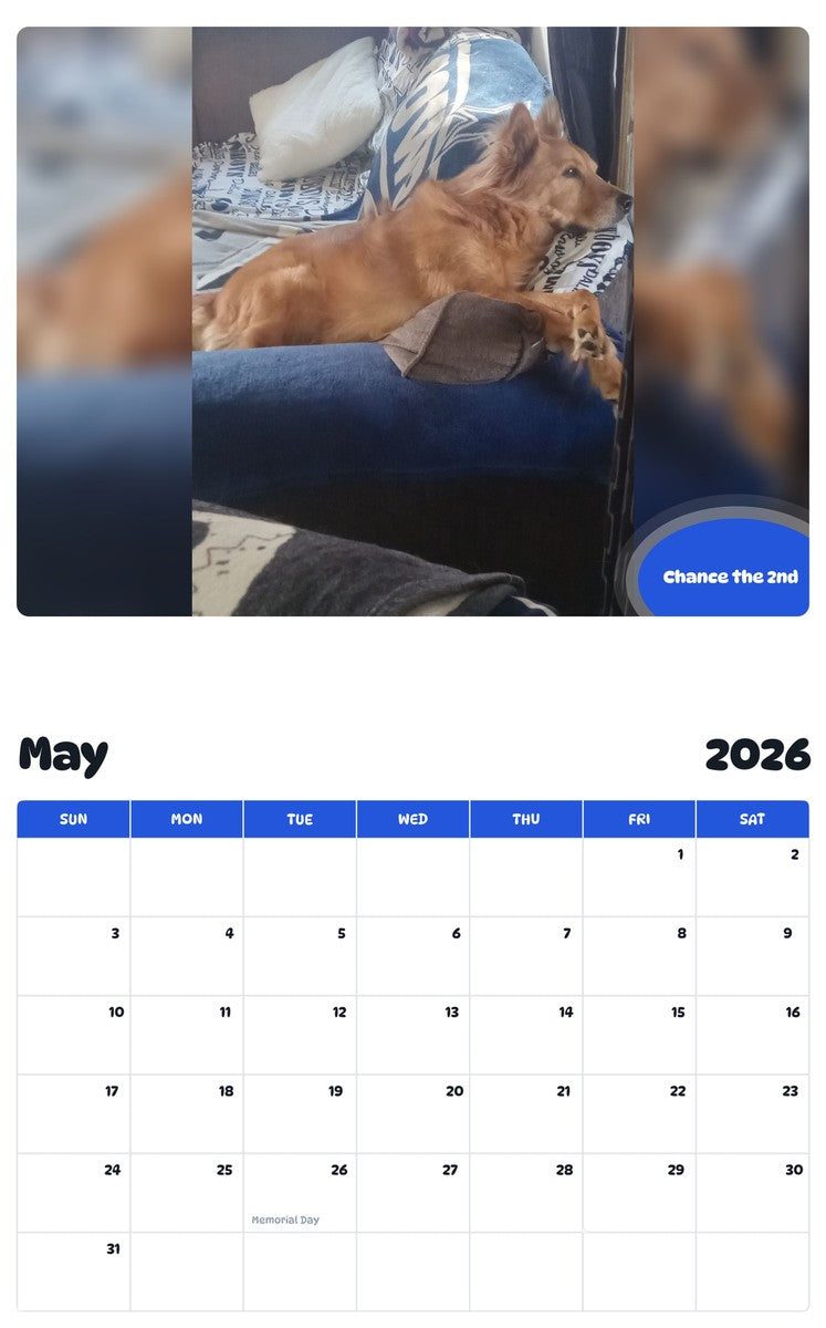 2026 - 2027 Chance the 2nd - Pawidols Pet Calendar