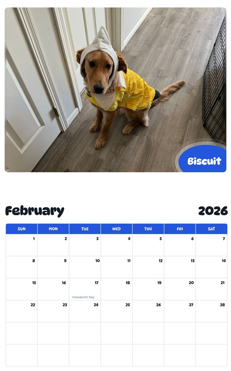 October 2025 - September 2026 Biscuit - Pawidols Pet Calendar