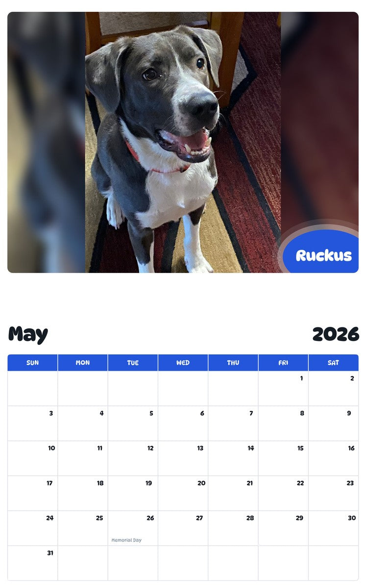 2026 - 2027 Ruckus - Pawidols Pet Calendar