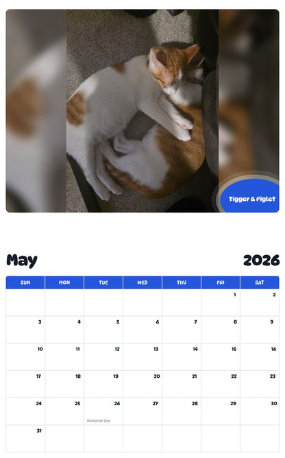 2026 - 2027 Tigger & Piglet - Pawidols Pet Calendar
