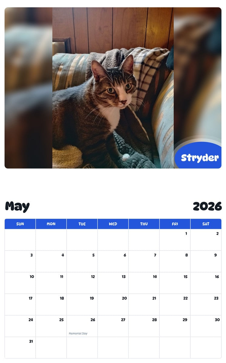 2026 - 2027 Stryder - Pawidols Pet Calendar