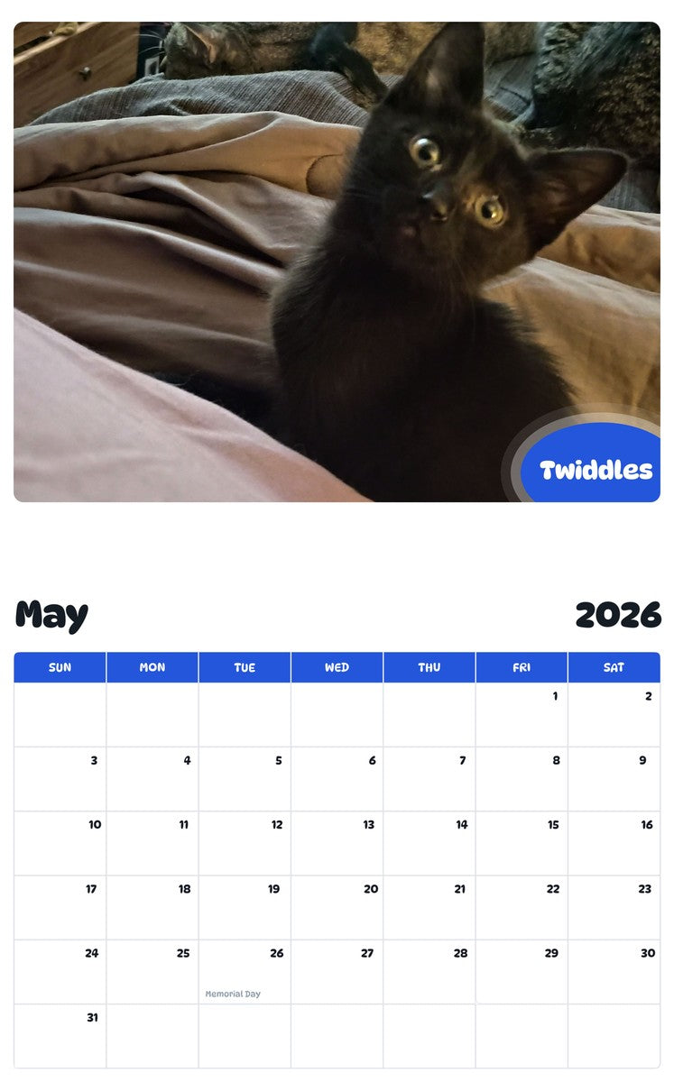 2026 - 2027 Twiddles - Pawidols Pet Calendar