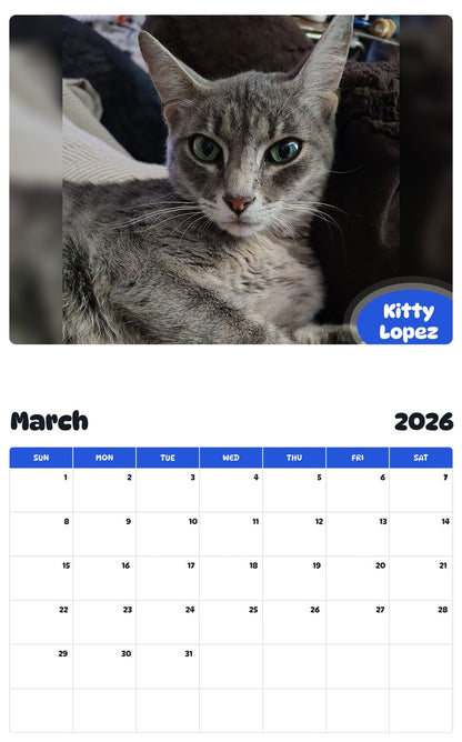 November 2025 - October 2026 Kitty Lopez - Pawidols Pet Calendar