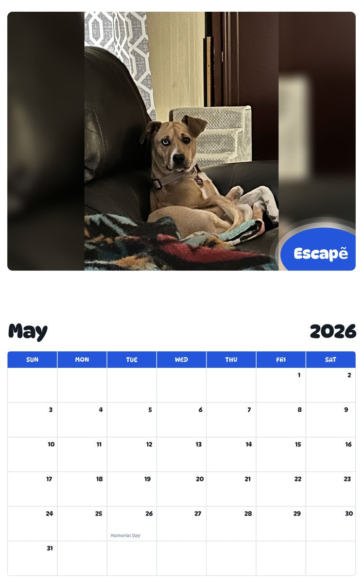 2026 - 2027 Escapẽ - Pawidols Pet Calendar