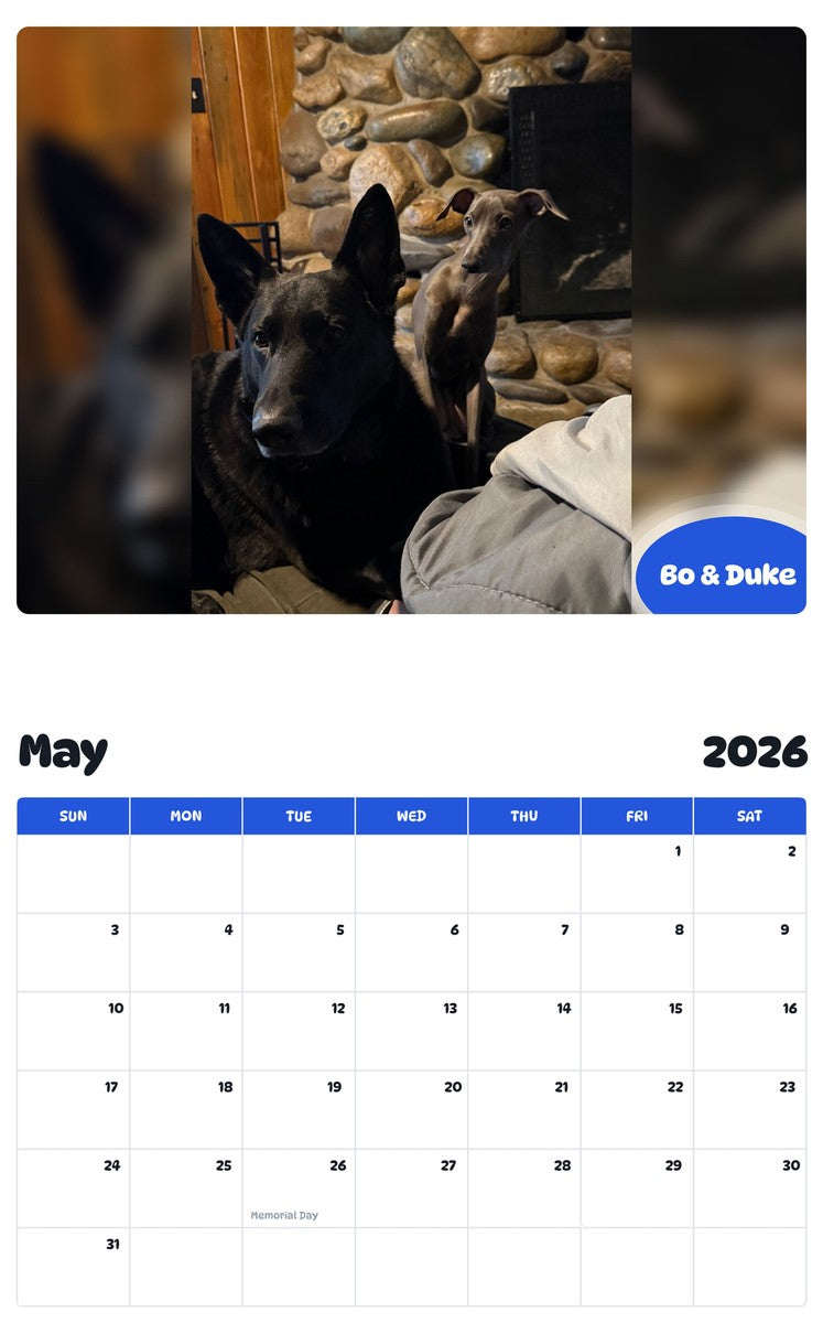 2026 - 2027 Bo & Duke - Pawidols Pet Calendar