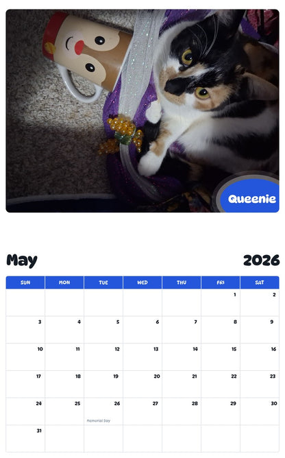 2026 - 2027 Queenie - Pawidols Pet Calendar