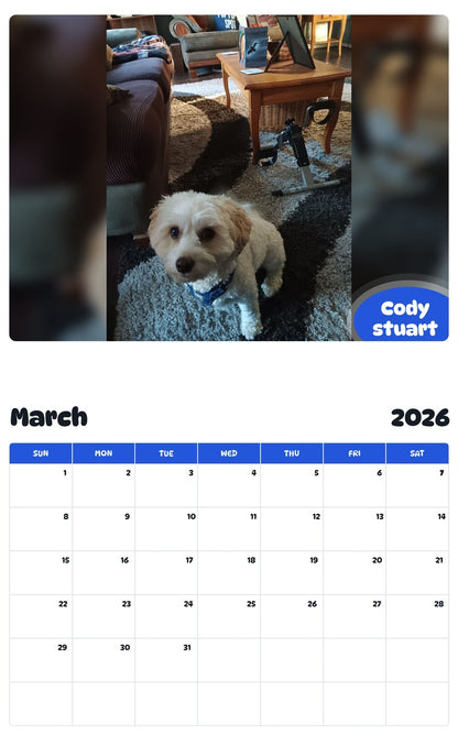 November 2025 - October 2026 Cody stuart - Pawidols Pet Calendar