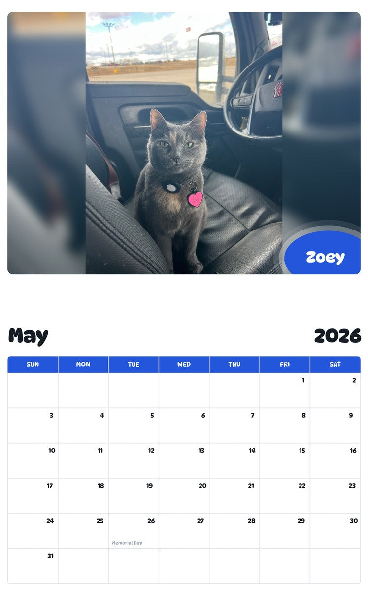 2026 - 2027 Zoey - Pawidols Pet Calendar