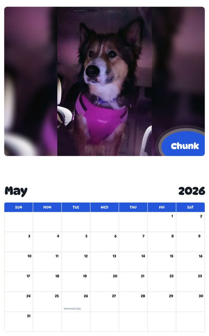2026 - 2027 Chunk - Pawidols Pet Calendar