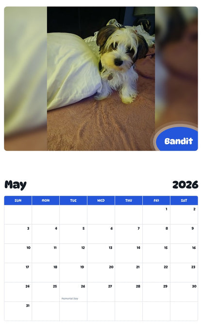 2026 - 2027 Bandit - Pawidols Pet Calendar