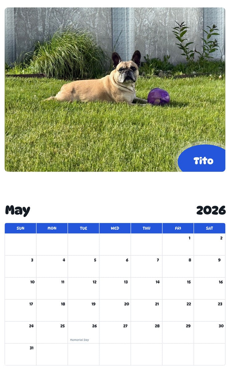 2026 - 2027 Tito - Pawidols Pet Calendar