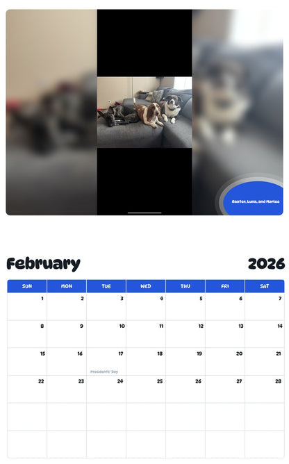 October 2025 - September 2026 Baxter, Luna, and Marlee - Pawidols Pet Calendar