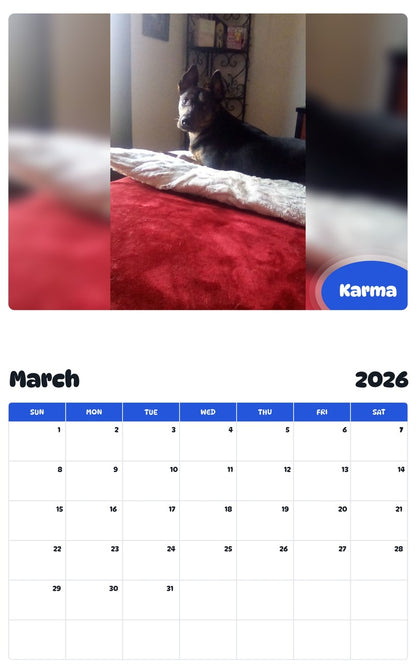 November 2025 - October 2026 Karma - Pawidols Pet Calendar