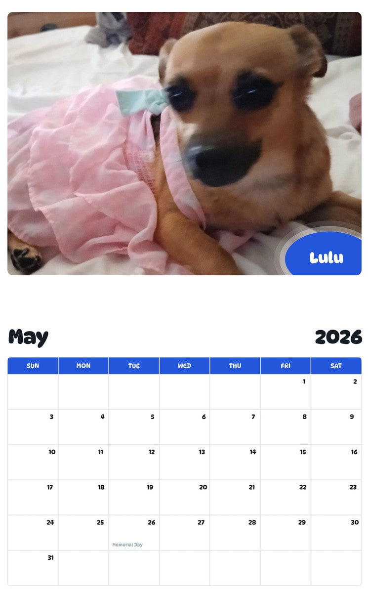 2026 - 2027 Lulu - Pawidols Pet Calendar