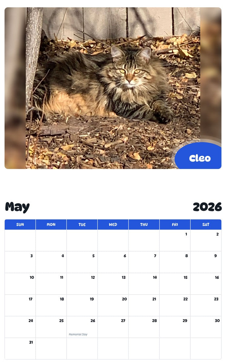 2026 - 2027 Cleo - Pawidols Pet Calendar