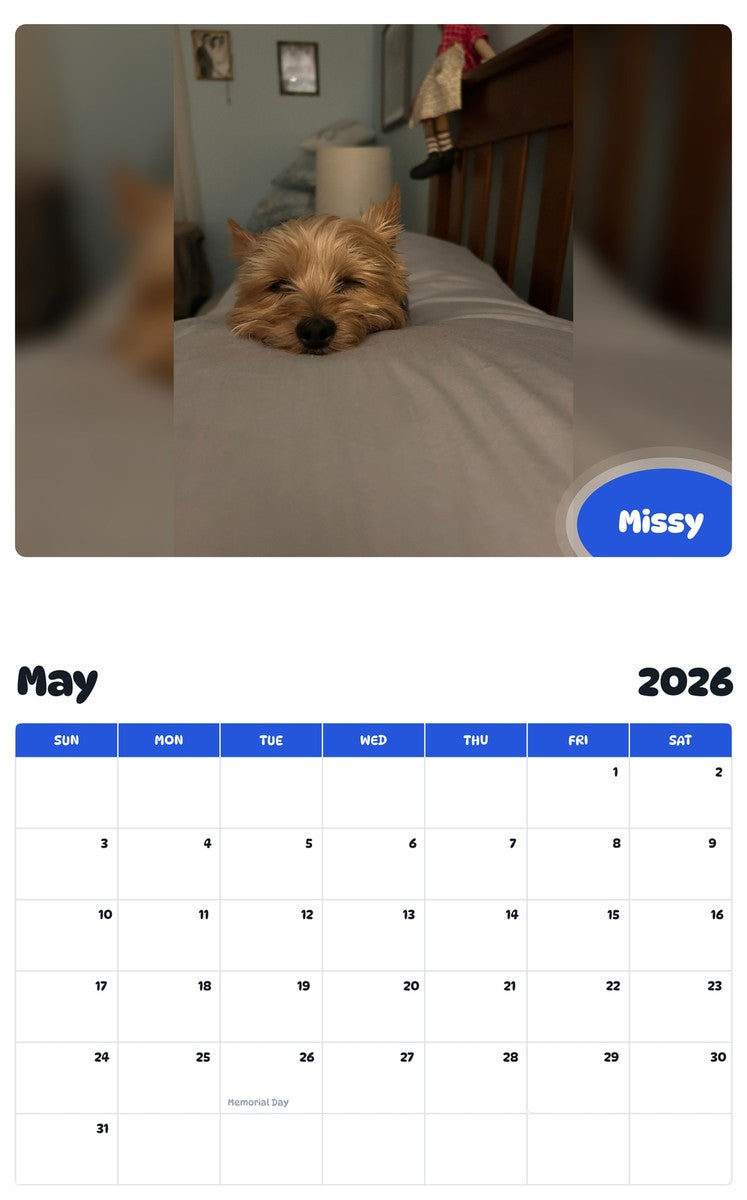 2026 - 2027 Missy - Pawidols Pet Calendar