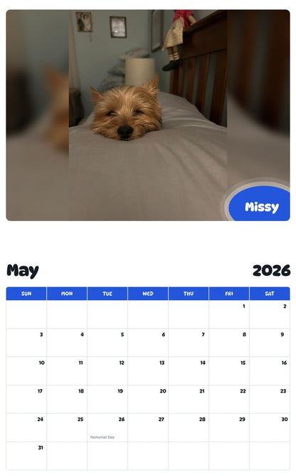 2026 - 2027 Missy - Pawidols Pet Calendar