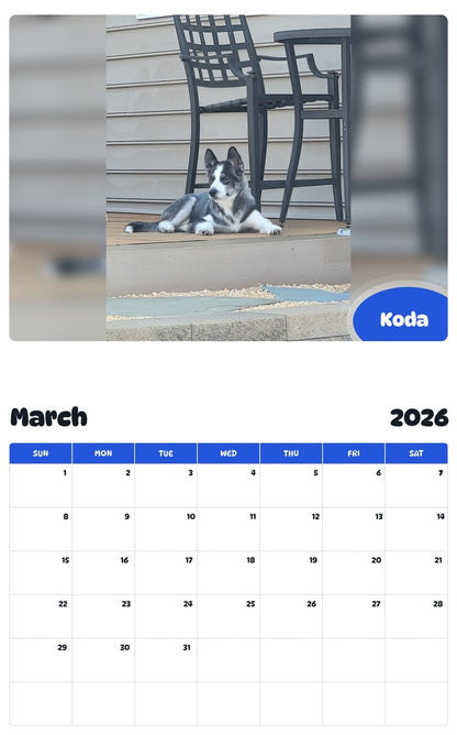 November 2025 - October 2026 Koda - Pawidols Pet Calendar