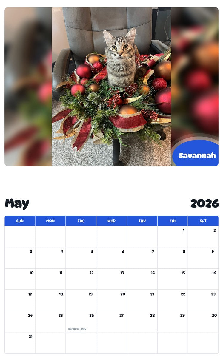 2026 - 2027 Savannah - Pawidols Pet Calendar