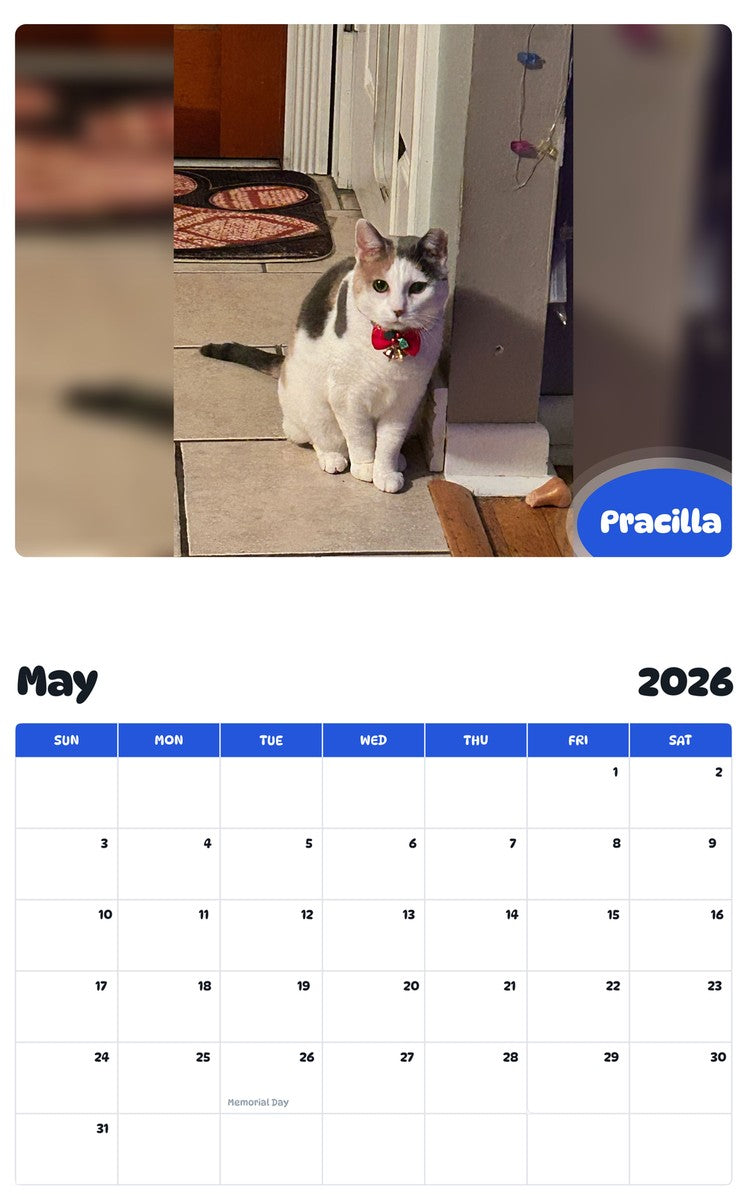 2026 - 2027 Pracilla - Pawidols Pet Calendar
