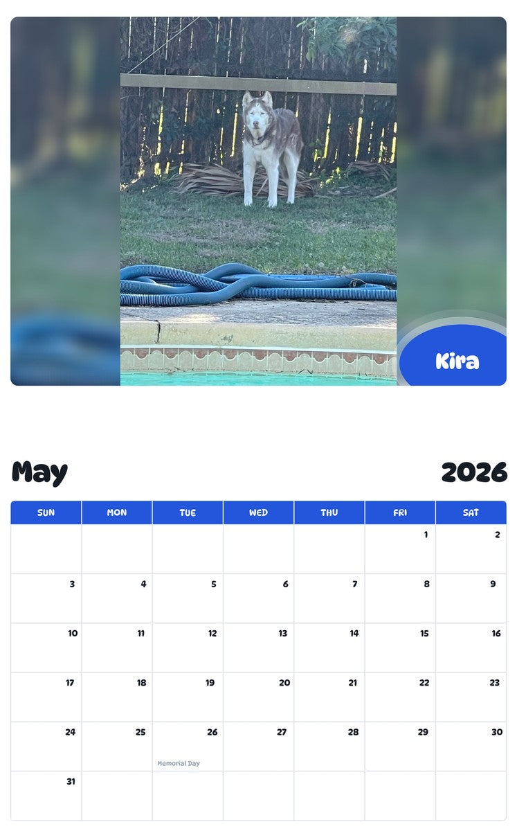 2026 - 2027 Kira - Pawidols Pet Calendar