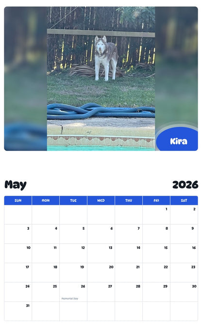 2026 - 2027 Kira - Pawidols Pet Calendar
