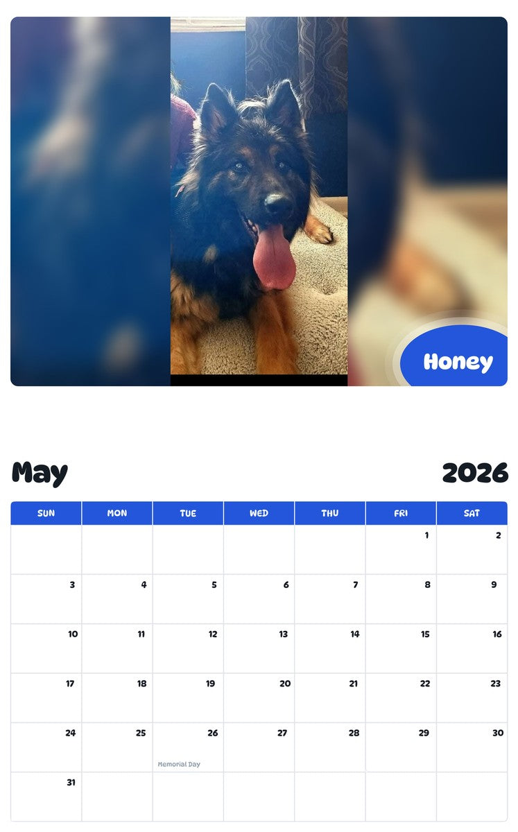 2026 - 2027 Honey - Pawidols Pet Calendar
