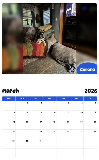 November 2025 - October 2026 Corona - Pawidols Pet Calendar