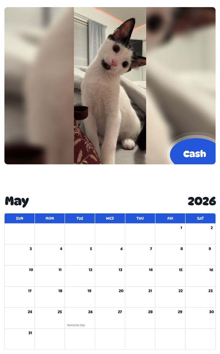 2026 - 2027 Cash - Pawidols Pet Calendar