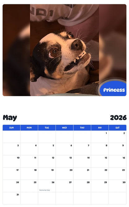 2026 - 2027 Princess - Pawidols Pet Calendar