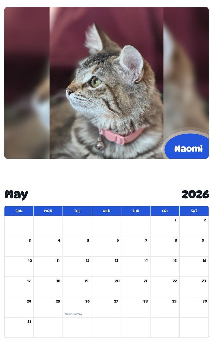 2026 - 2027 Naomi - Pawidols Pet Calendar