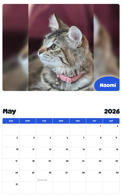 2026 - 2027 Naomi - Pawidols Pet Calendar