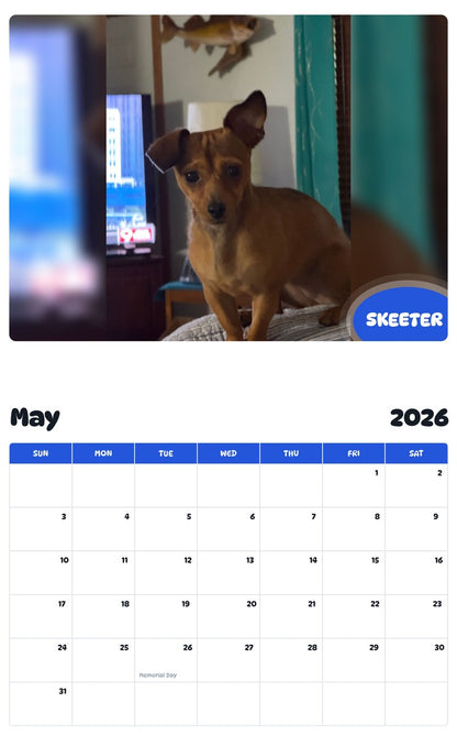 2026 - 2027 SKEETER - Pawidols Pet Calendar