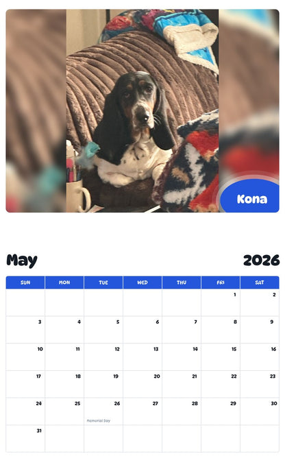 2026 - 2027 Kona - Pawidols Pet Calendar