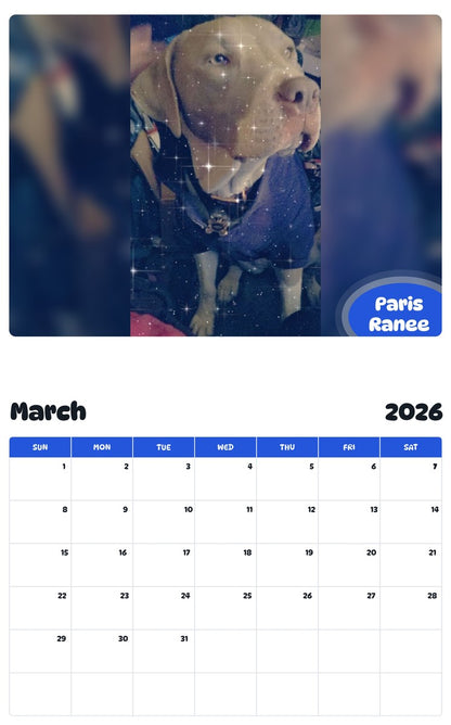 November 2025 - October 2026 Paris Ranee - Pawidols Pet Calendar