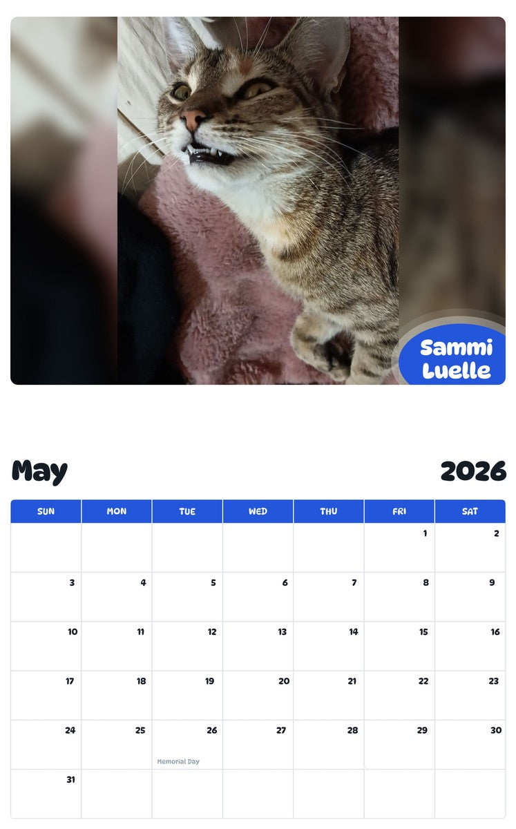 2026 - 2027 Sammi Luelle - Pawidols Pet Calendar